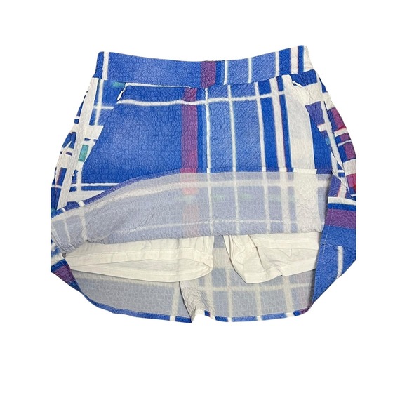 Ethyl Skort Womens 4 Blue White Plaid Crinkle Pull On Pockets Built In Shorts - Picture 5 of 7